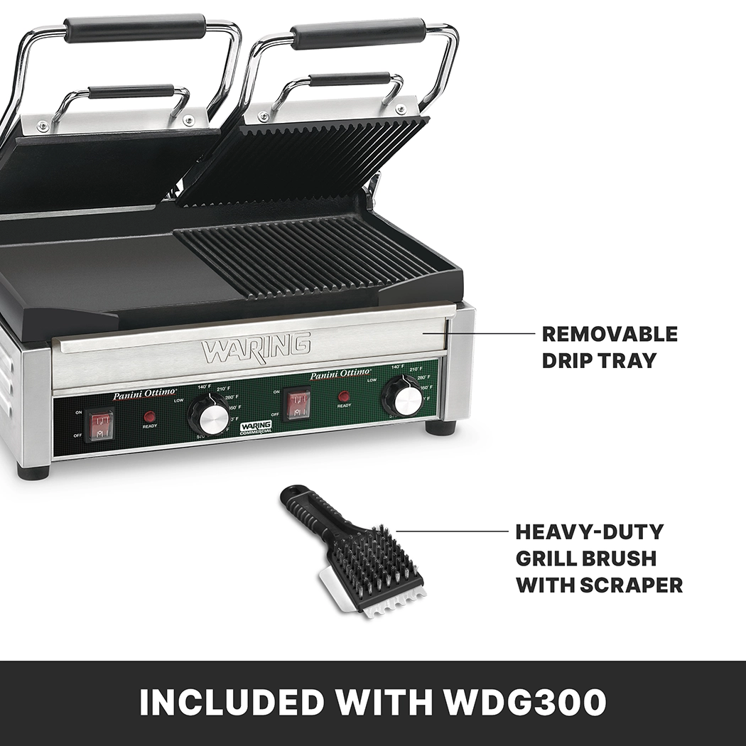 Ribbed and Flat Grill, 17" x 9.5", 240 Volt